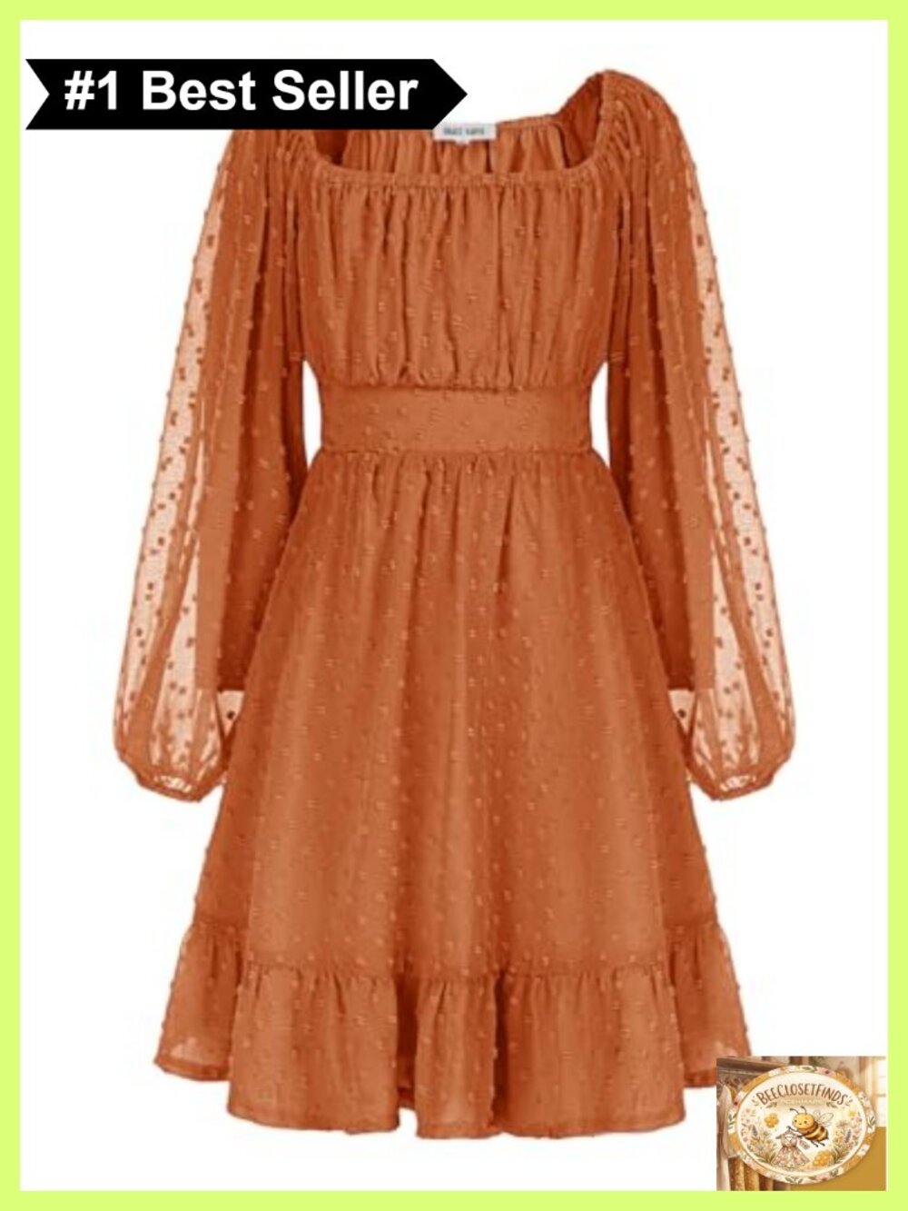 Girls Long Sleeve Midi Dress Casual A-Line Ruffled Hem Party Outfit 6-14